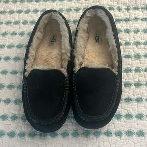 UGG Ansley Black Suede Moccasin Slippers
